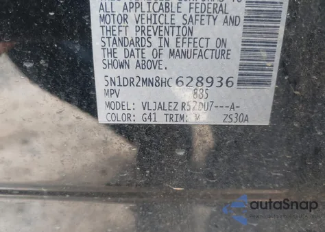 2017 Nissan Pathfinder Sv из США, поврежденный, VIN 5N1DR2MN8HC628936